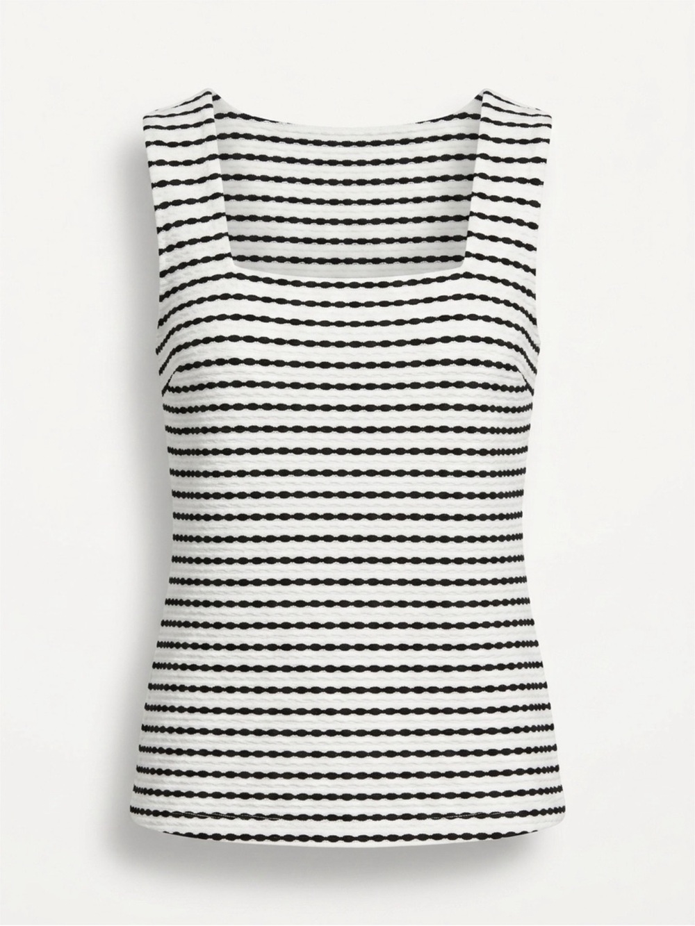 Perceptions White and Black Striped Square-Neck Tank